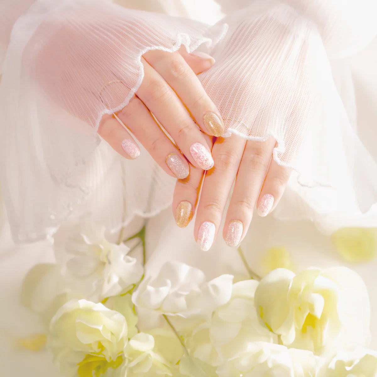 Gel Me1 Japan|13. Bouquet Blanche|指甲貼|Semi Cured Gel