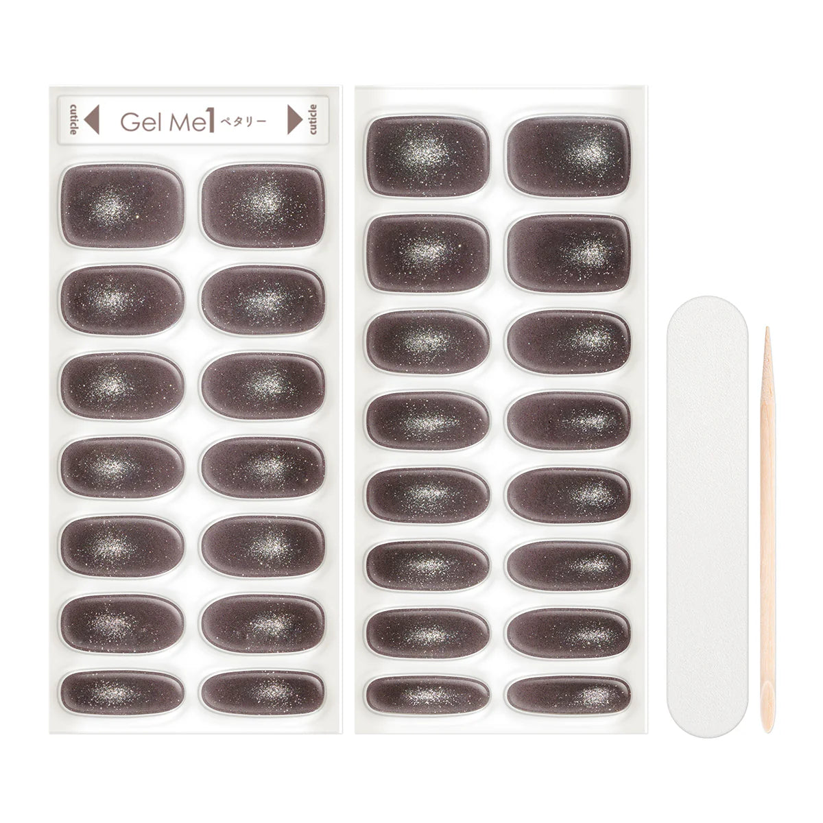 Gel Me1 Japan|18. Noir Black |黑色貓眼指甲貼|指甲貼|Semi Cured Gel