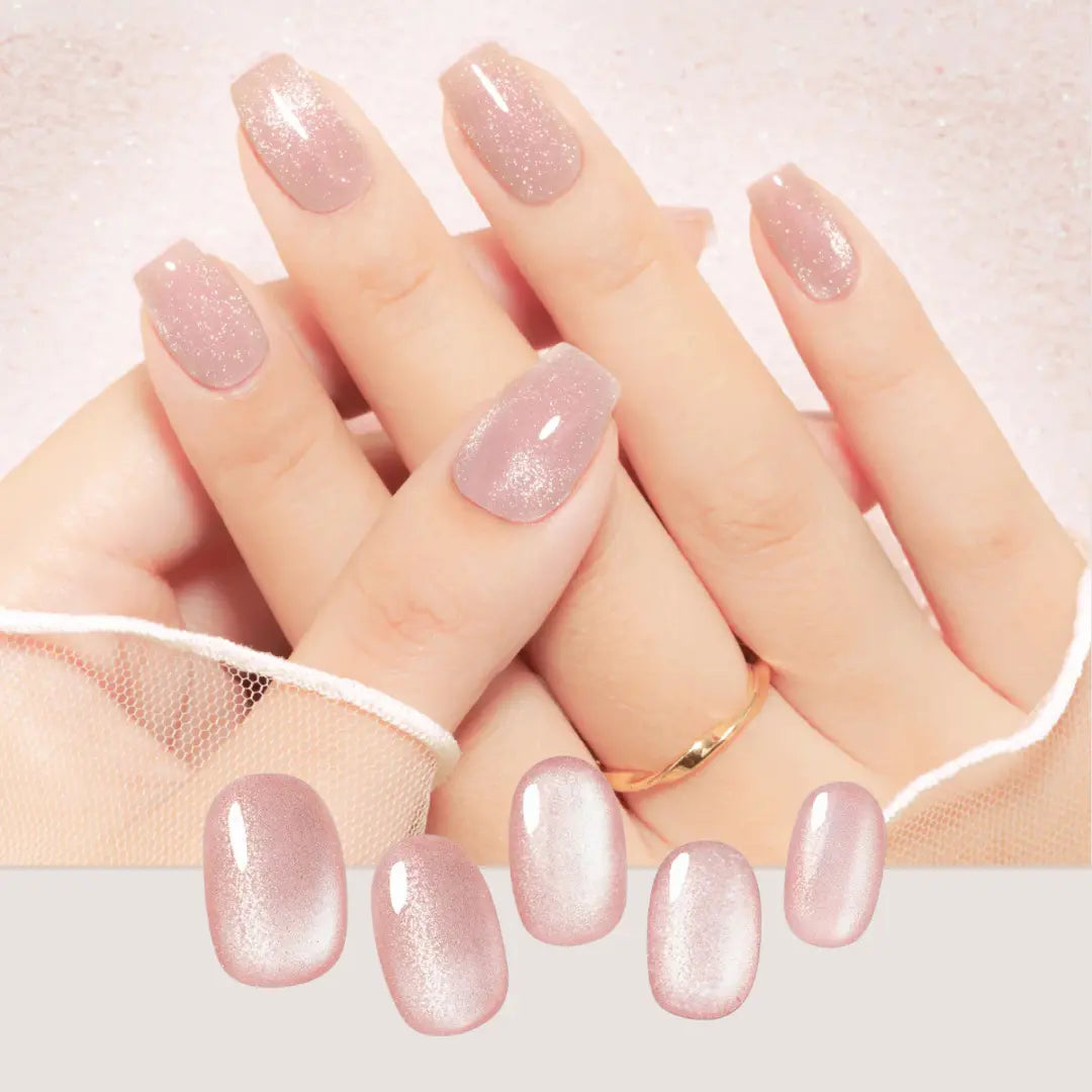 Gel Me1 Japan|14. Royal Pink|裸粉色氣質貓眼|指甲貼|Semi Cured Gel