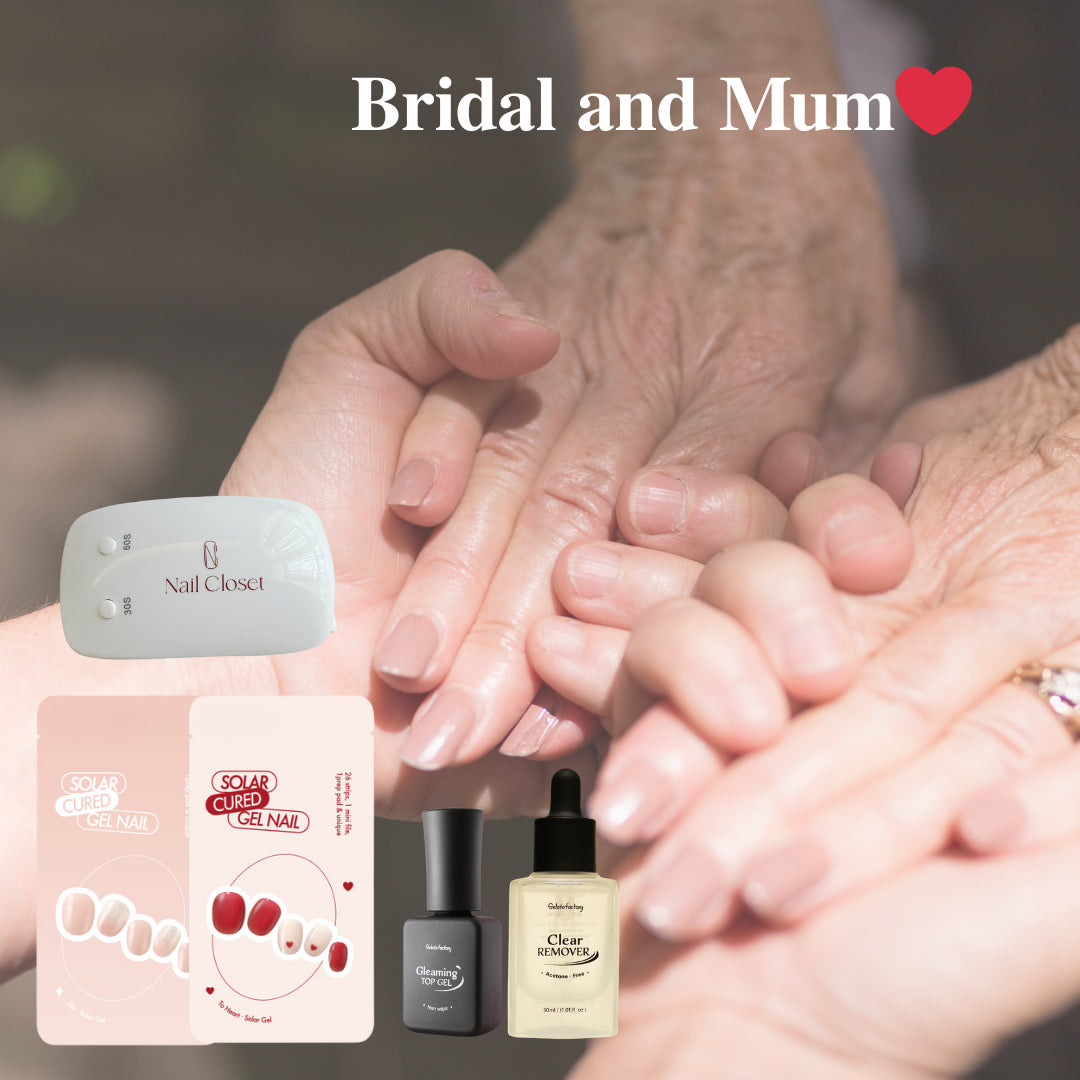Bride Mother Wedding Nails DIY Kit | Red Light Lamp + Gel Stickers