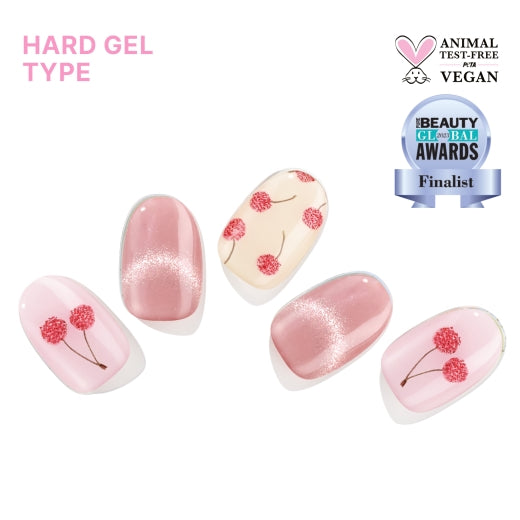 Edgeu ENS526 Cherry Magnet|櫻桃貓眼硬式凝膠指甲貼 | 深邃魅紅 動感貓眼 甜酷雙重魅力|指甲貼|Hard Gel