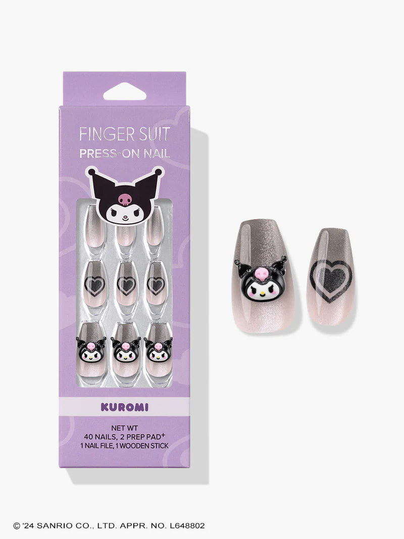 Finger Suit Kuromi Gel甲 |Greedy (Coffin) | 穿戴甲| Press On Nail