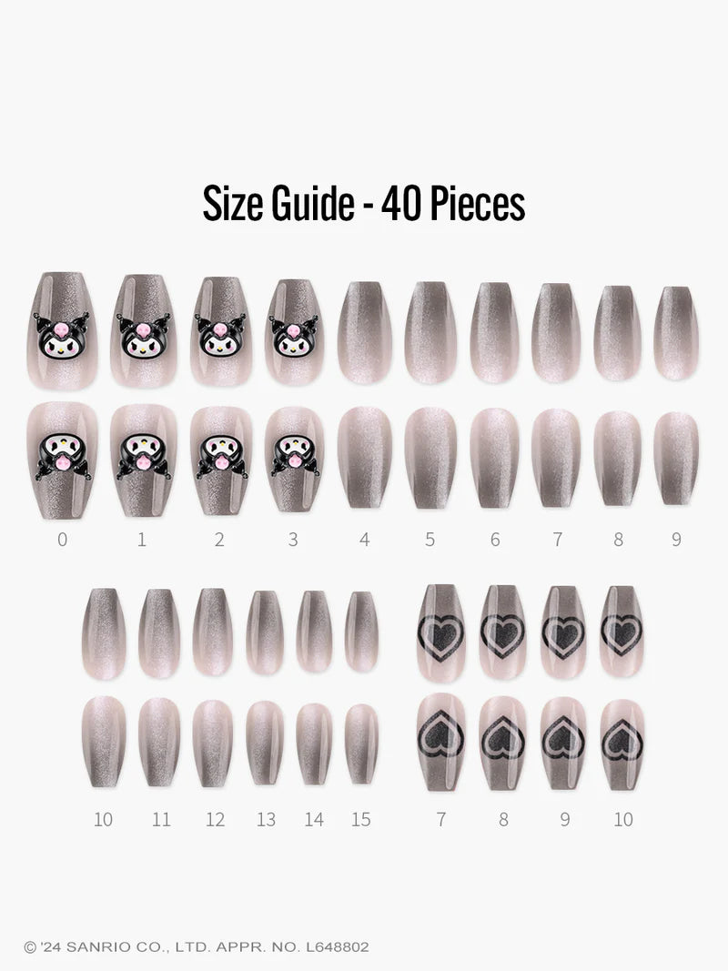 Finger Suit Kuromi Gel甲 |Greedy (Coffin) | 穿戴甲| Press On Nail