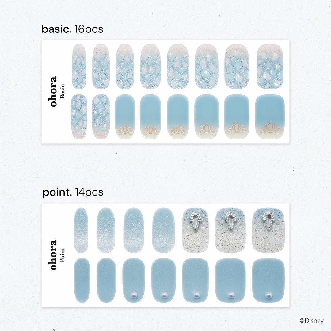 Ohora Japan Disney|N Cinderella's Sparkle | 灰姑娘指甲貼|玻璃鞋|指甲貼|Semi Cured Gel