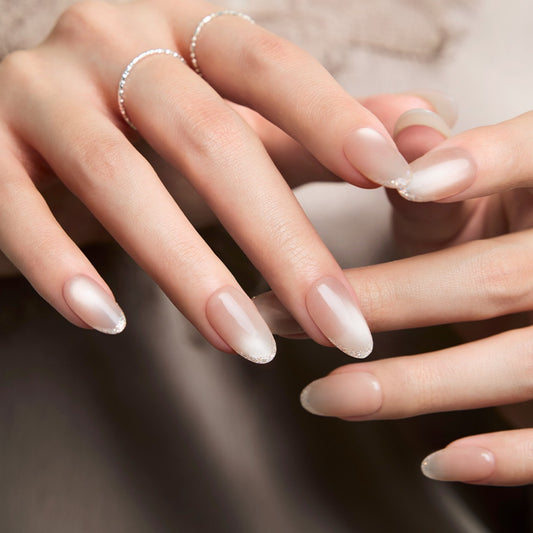 Peach Nude Glitter Tips Press-On Nails
