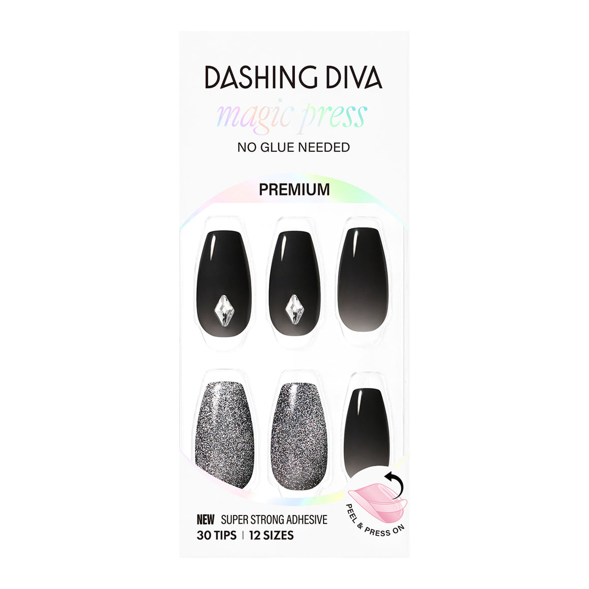 Dashing Diva Magic Press- Black Flash (Coffin) | 穿戴甲| Press On Nail