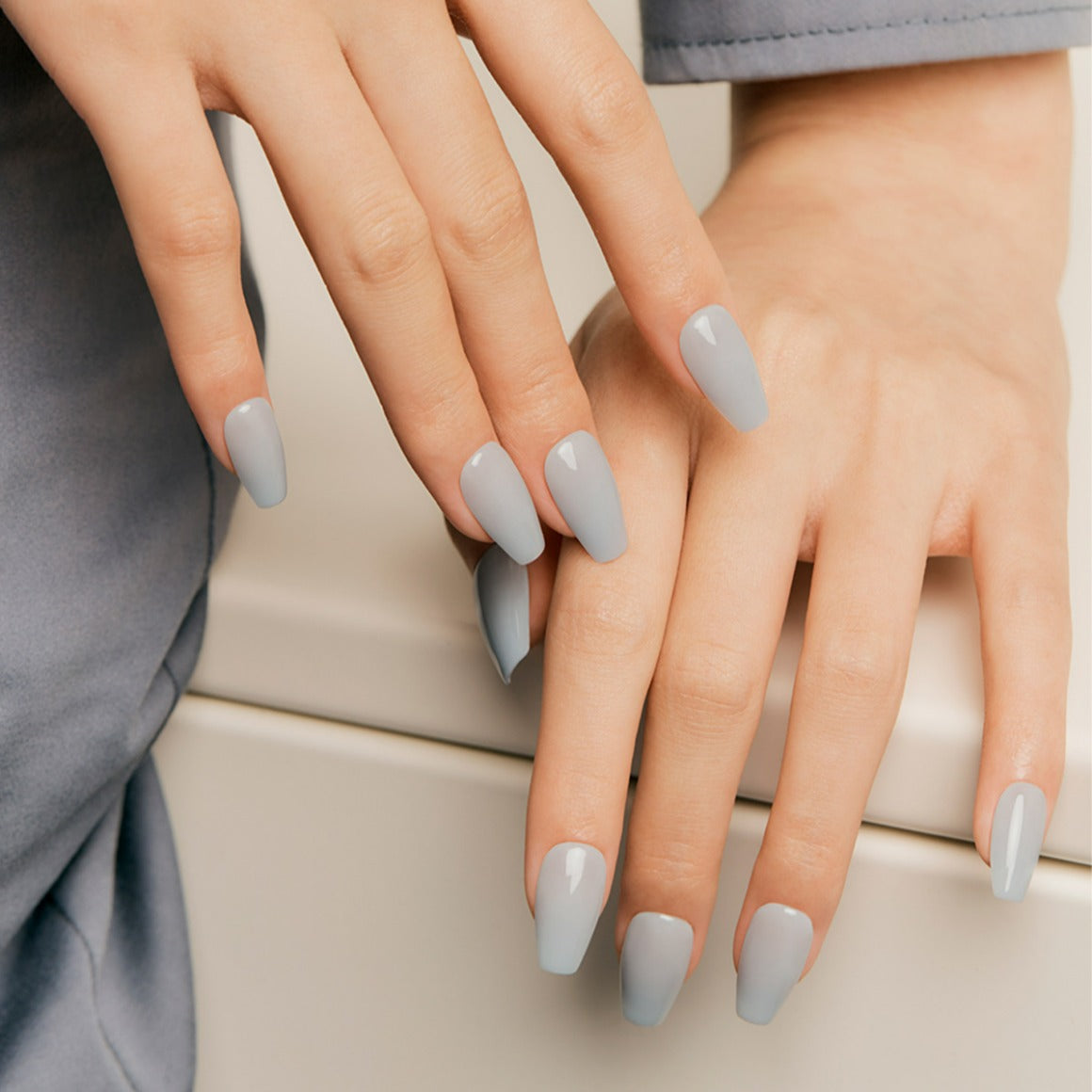 Dashing Diva Magic Press-Blue Gray (Coffin) | 穿戴甲| Press On Nail
