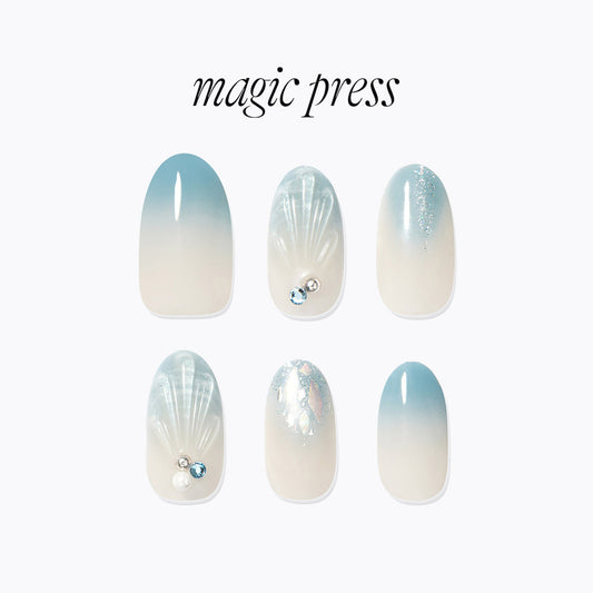 Dashing Diva Magic Press- Blue Shell (Almond) | 穿戴甲| Press On Nail