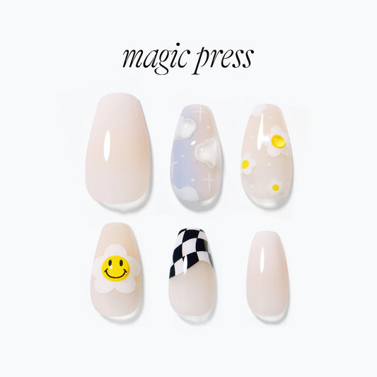 Dashing Diva Magic Press- Happy Cloud (Coffin) | 穿戴甲| Press On Nail