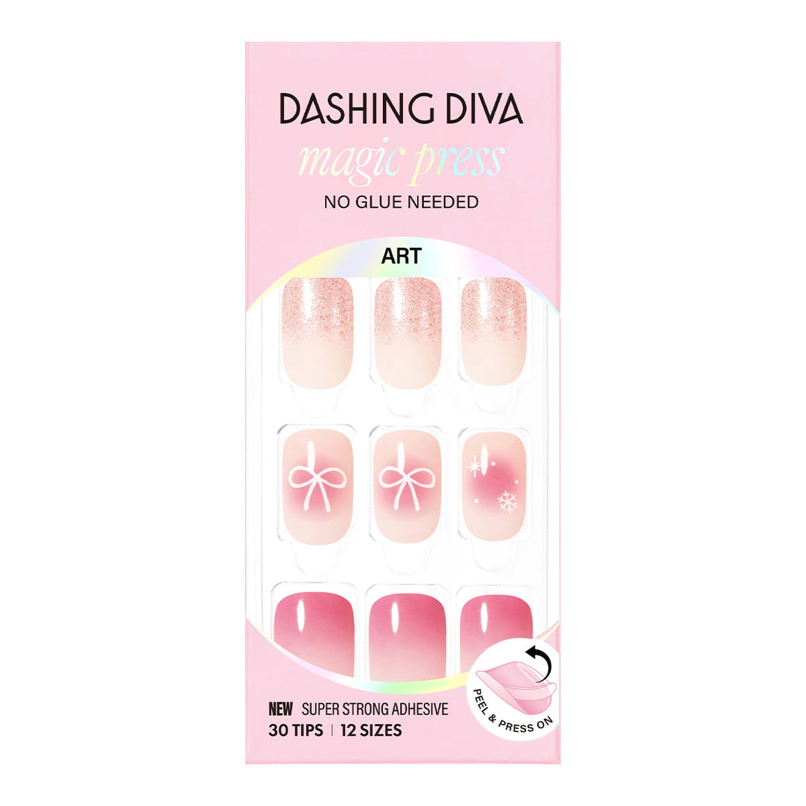 Dashing Diva Magic Press- Pinky Ribbon (Regular Round) | 穿戴甲| Press On Nail