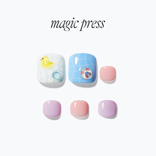 Dashing Diva Magic Press Pedicure- Swimming Duck | 穿戴甲(腳甲)| Press On Pedicure