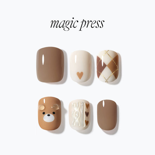 Dashing Diva Magic Press- Knitted Bear (Short Square) | 穿戴甲| Press On Nail