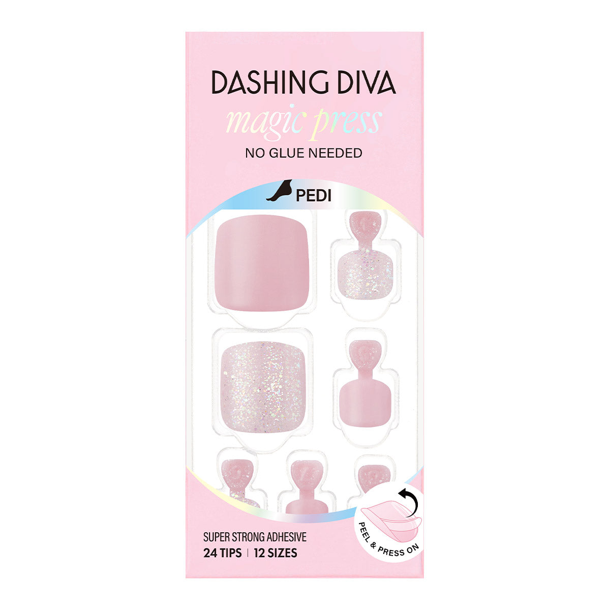 Dashing Diva Magic Press Pedicure- Glittering pink | 穿戴甲(腳甲)| Press On Pedicure