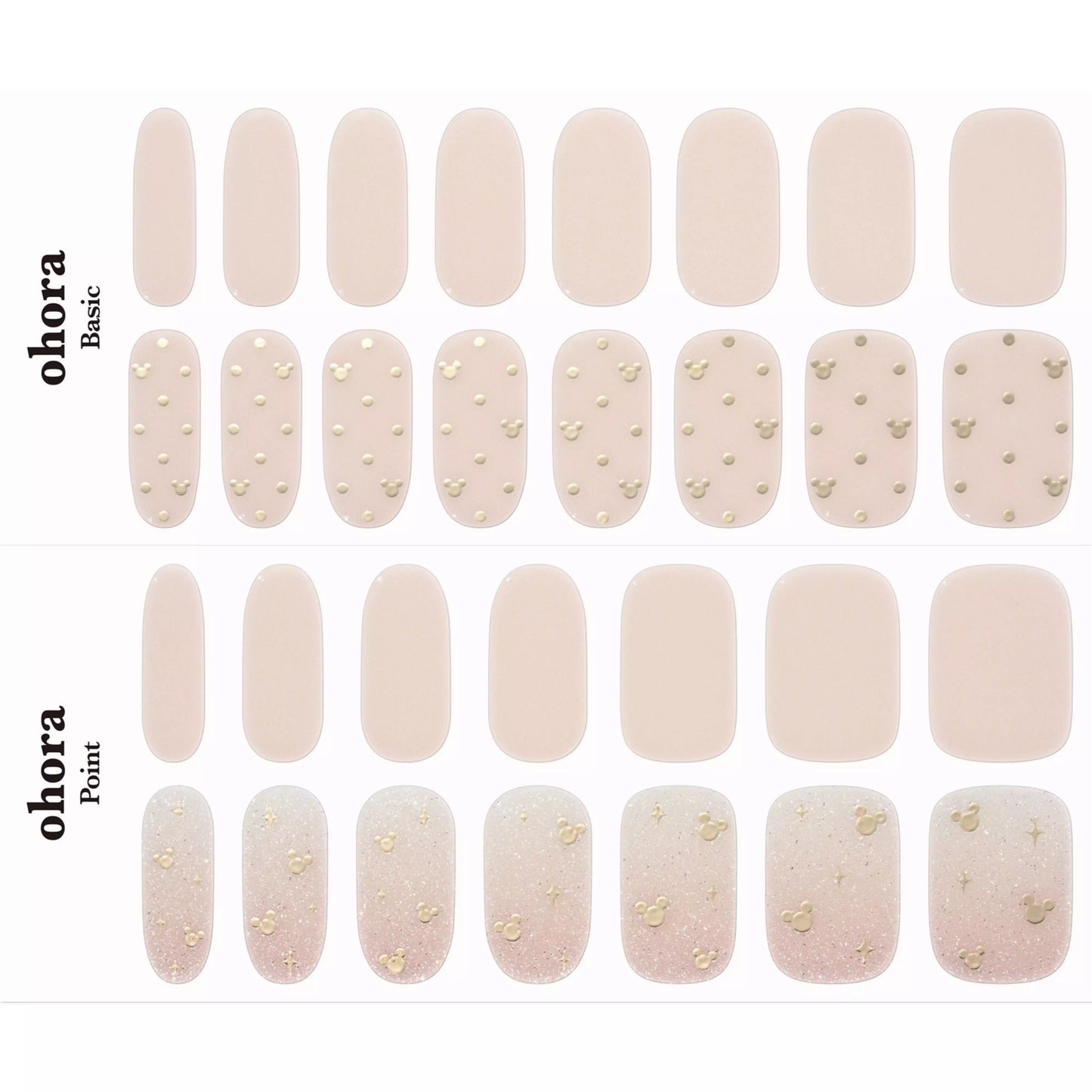 【ohora Disney】Minimalist Mickey Mouse Semi-Cured Gel Nails ND-032-JC | Elegant Office Wear