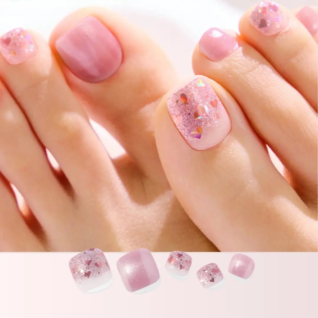 Ohora Korea | P Heart Glimmer Pedi | 腳甲貼| Semi Cured Gel