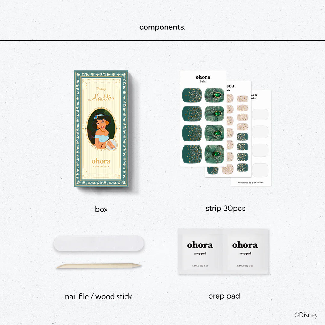 迪士尼《阿拉丁》茉莉公主為靈感的孔雀石美甲貼