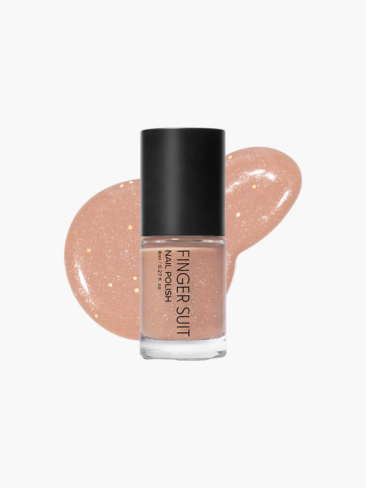 Finger Suit | Pink Piñata | 指甲油 | Glitter Nail Polish| 杏桃粉閃片指甲油 | 元氣日常