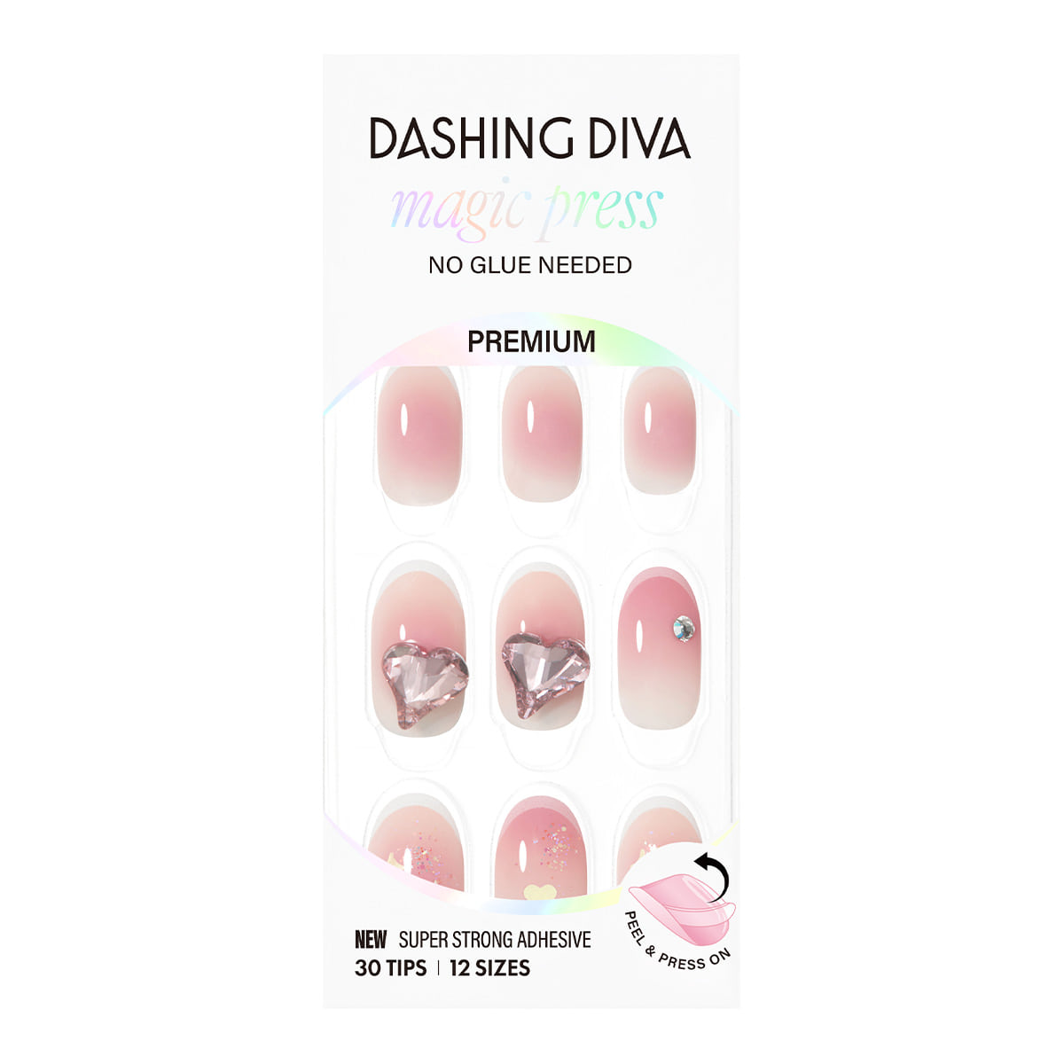Dashing Diva Magic Press粉紅立體心心穿戴甲