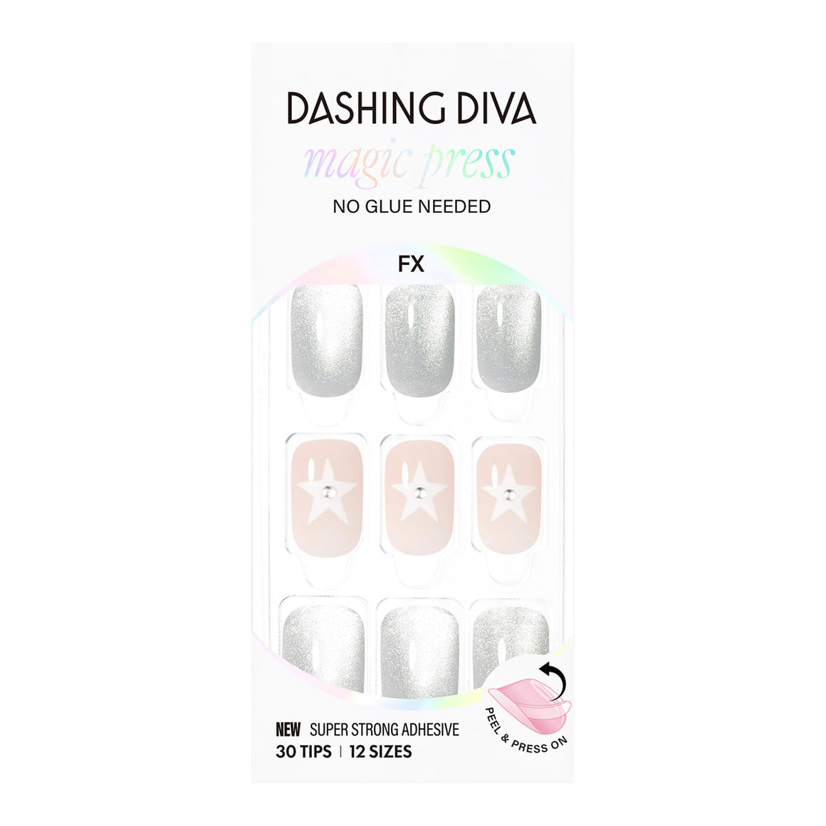 Dashing Diva Magic Press- Silver Rooster (Regular Round) | 穿戴甲| Press On Nail