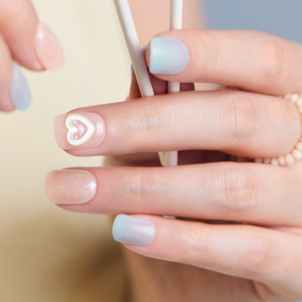 Dashing Diva Magic Press- Sky Heart (Short Square) | 穿戴甲| Press On Nail