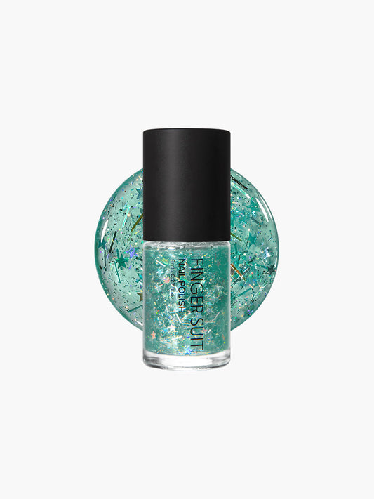 Finger Suit | Sprinkle | 指甲油 | Glitter Nail Polish| 透明海藍閃指甲油 | 星光海面