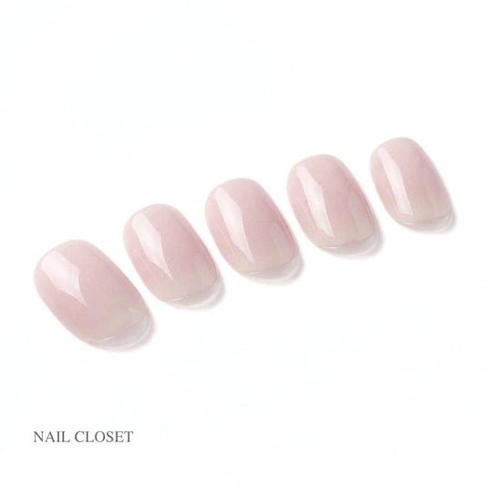 ohora Blush Petal Short Square natural nude pink gel press-on nails