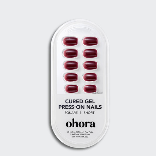 short square red premium press-on nails