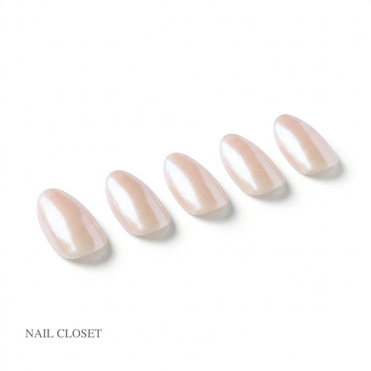 ohora Sand Pearl Short Oval pearl beige-pink gel press-on nails