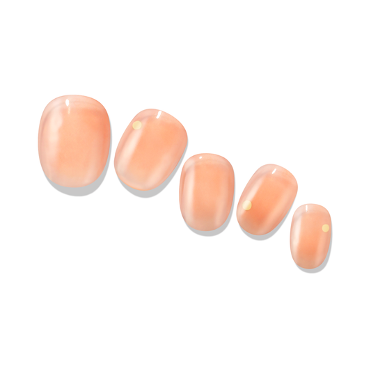 Gelato Factory-KR | Juicy Melo | 透明蜜瓜色與綠色圓點 | 香港獨家清新美甲|指甲貼|Solar Gel