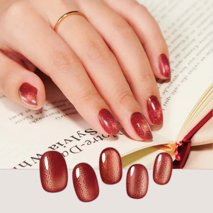 Gel Me1 Japan|19. Amour Red｜紅色貓眼指甲貼|指甲貼|Semi Cured Gel