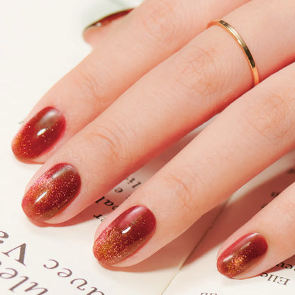 Gel Me1 Japan|19. Amour Red｜紅色貓眼指甲貼|指甲貼|Semi Cured Gel