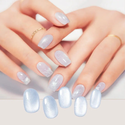 Gel Me1 Japan|16. Frozen Blue｜Baby Blue貓眼GEL甲|指甲貼|Semi Cured Gel