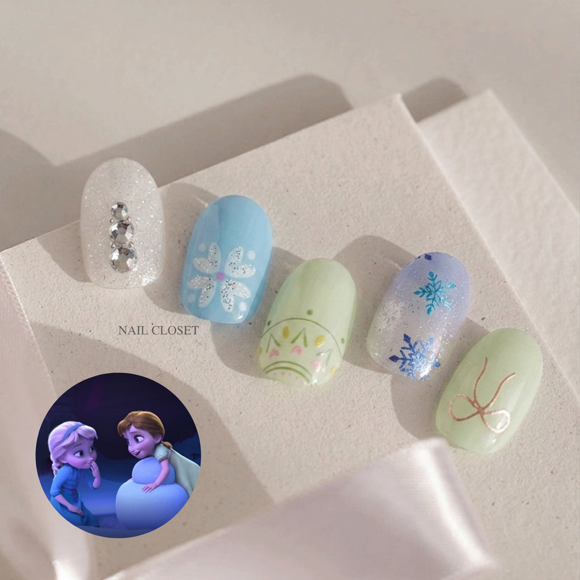 anna, elsa, olaf nail stickers
