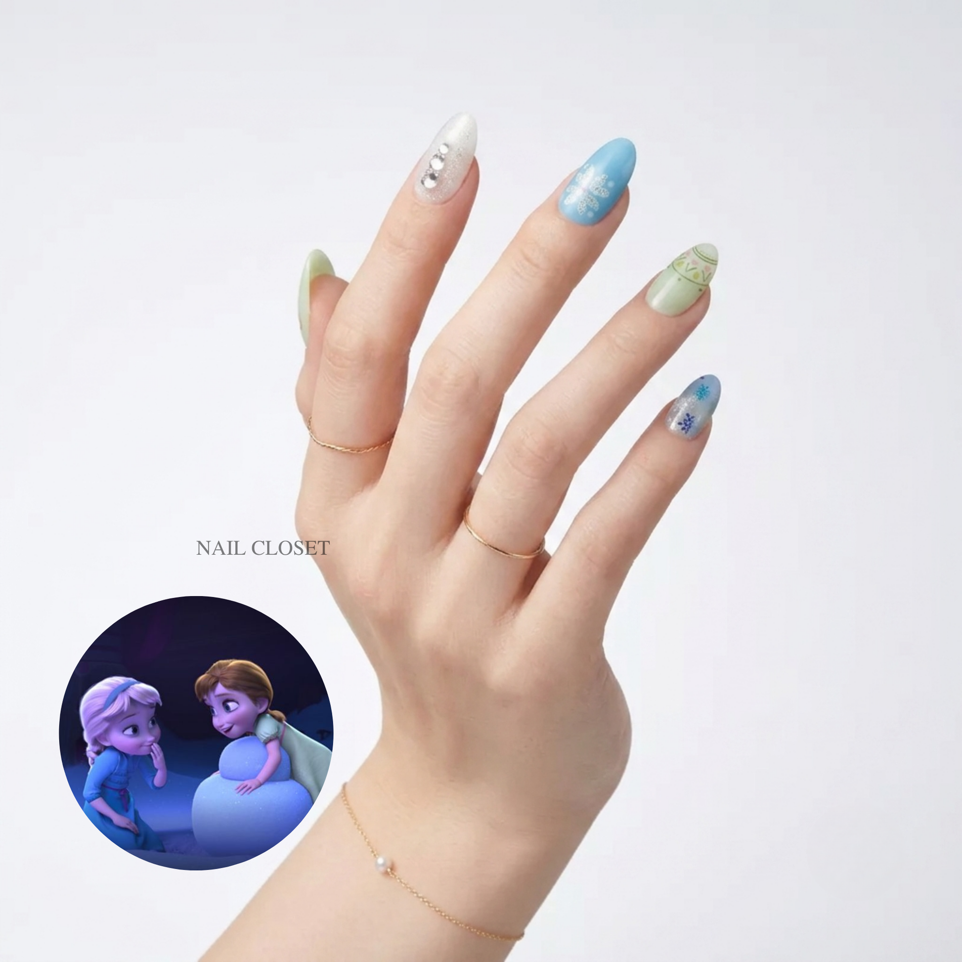 anna, elsa, olaf nail stickers