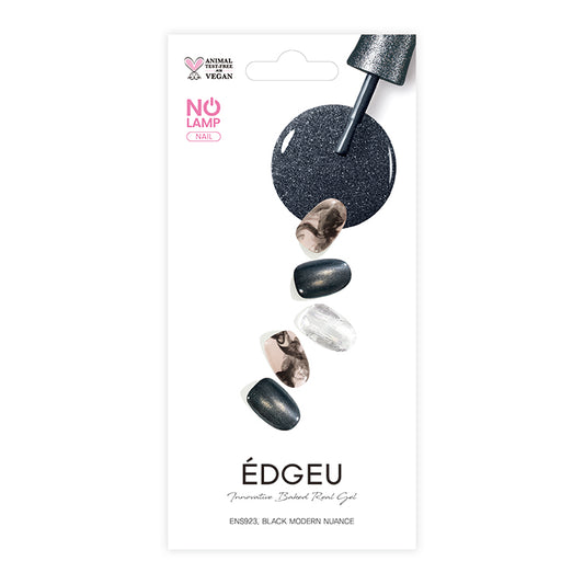 Edgeu Black Modern Nuance ENS923 免燈韓國凝膠甲貼｜純素貓眼墨水金屬美甲貼