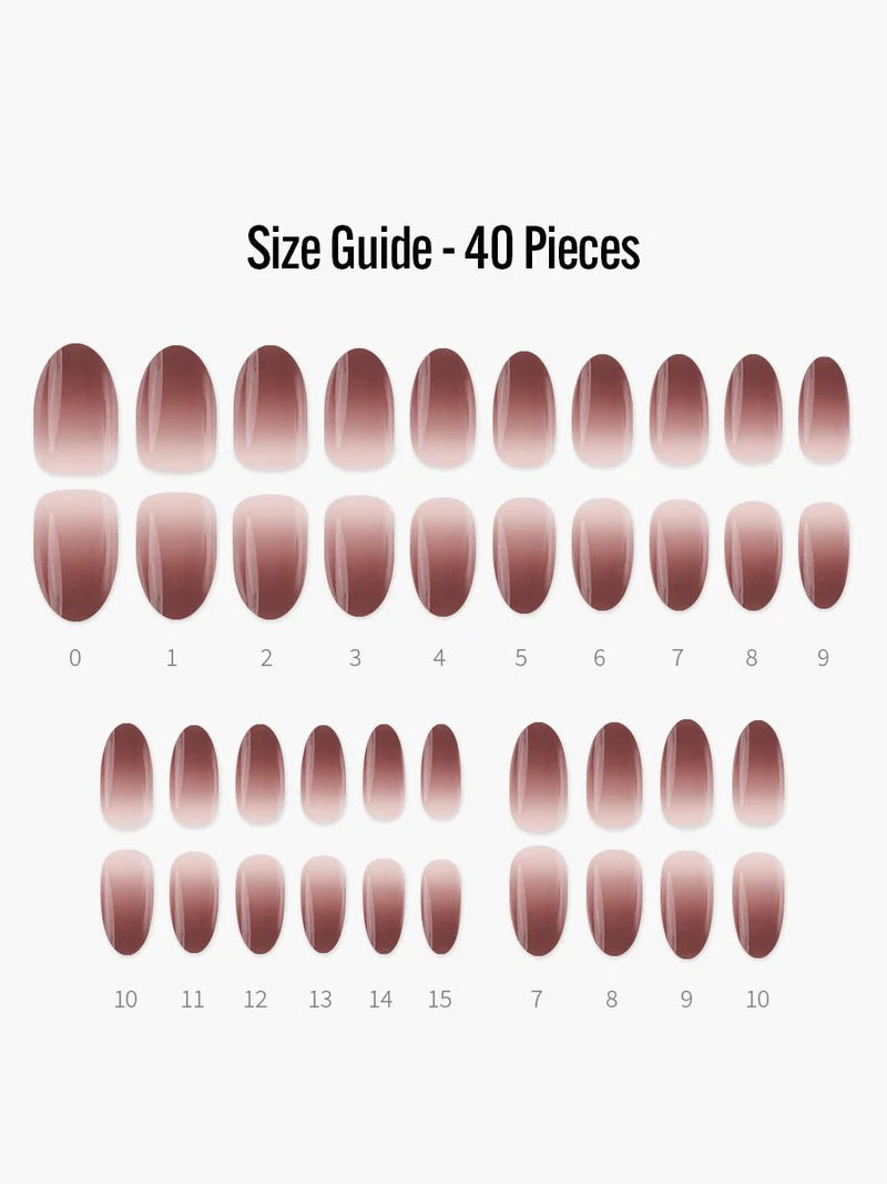 Finger Suit Chilli Ombre Oval Press-On Nails | Burgundy Red Fade