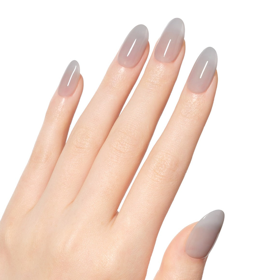 Dashing Diva Magic Press Cloud Ash sheer cloud grey Almond press-on nails