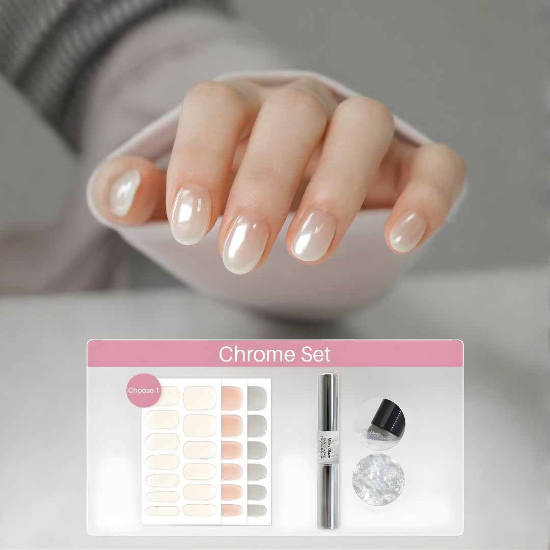 [Gelato Factory] One-Color Nail Wraps (Choose 3 Colors) + Chrome Jelly Pen Set