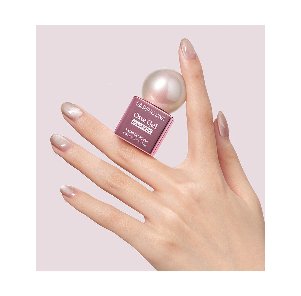 Dashing Diva One Gel Mini Magnetic – Sugar Glaze | Sheer Nude Glassy Cat-Eye 1-Step LED Gel Polish, 5ml