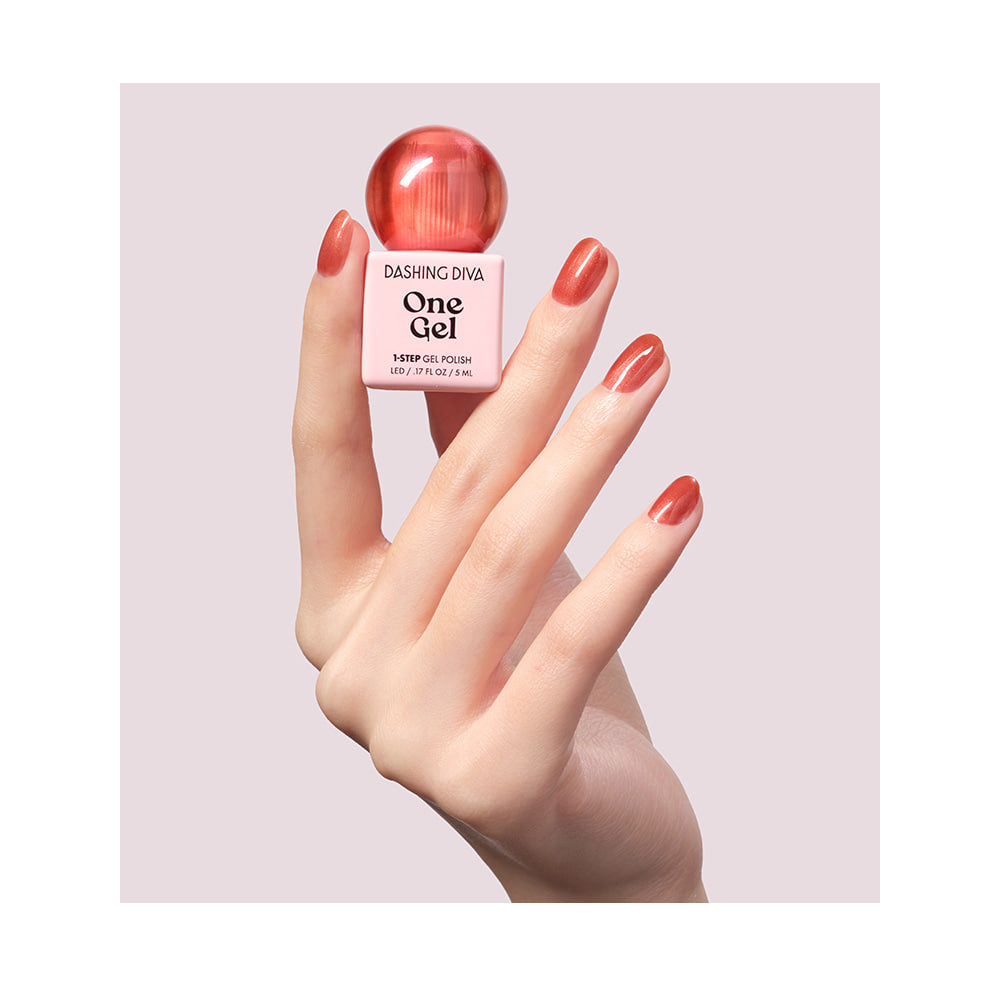 Dashing Diva One Gel Mini – Sunlit Rose | Coral Rose Shimmer 1-Step LED Gel Polish, 5ml