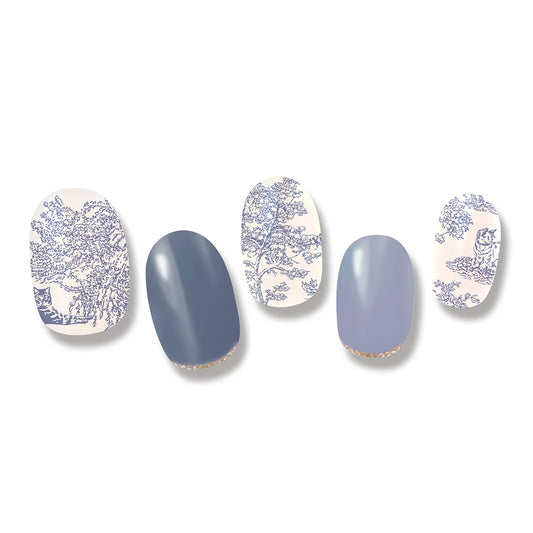 Gel Me1 Japan|EC03. Toile Bleu|指甲貼|Semi Cured Gel