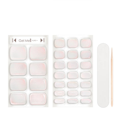 Gel Me1 EC05 Pure Pearl Semi-Cured Gel Toenail Stickers | Sheer Pearl White Pedicure