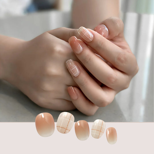 Ginger Check|Nail Stickers|Solar Gel