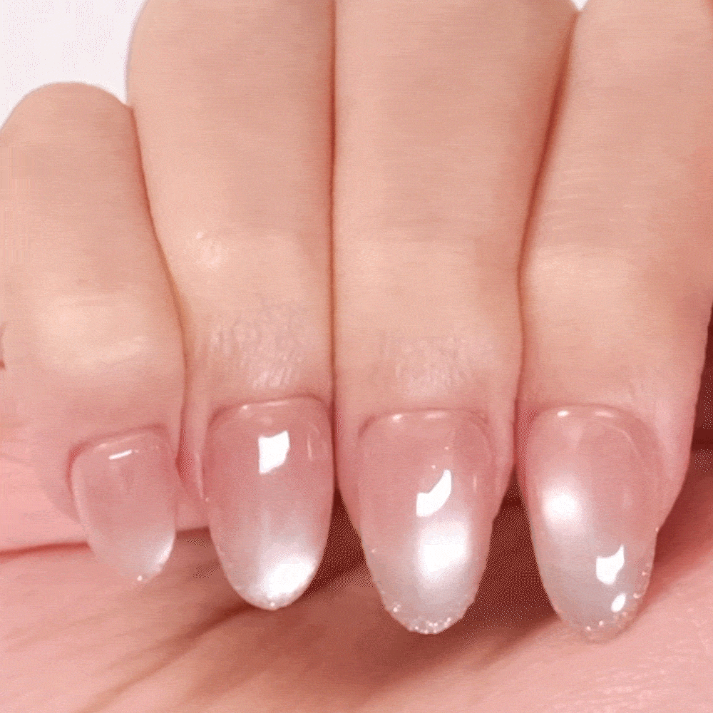 Peach Nude Glitter Tips Press-On Nails