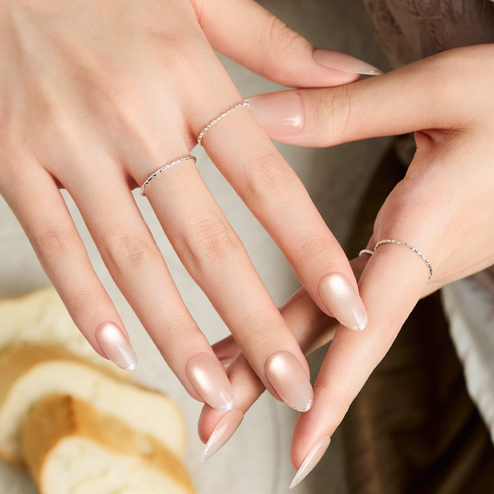Peach Nude Glitter Tips Press-On Nails