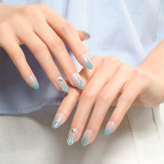 Dashing Diva Magic Press- Blue Shell (Almond) | 穿戴甲| Press On Nail