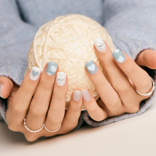 Dashing Diva Magic Press- Cloudy Bear (Short Square) | 穿戴甲| Press On Nail