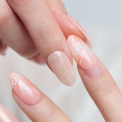 Dashing Diva Magic Press- Flowing Ribbon (Almond) | 穿戴甲| Press On Nail
