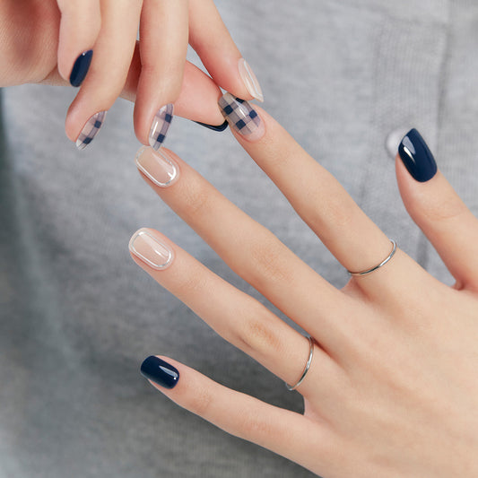 Dashing Diva Magic Press- Gingham check (Regular Round) | 穿戴甲| Press On Nail