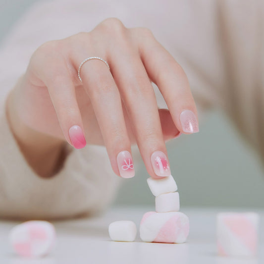 Dashing Diva Magic Press- Pinky Ribbon (Regular Round) | 穿戴甲| Press On Nail